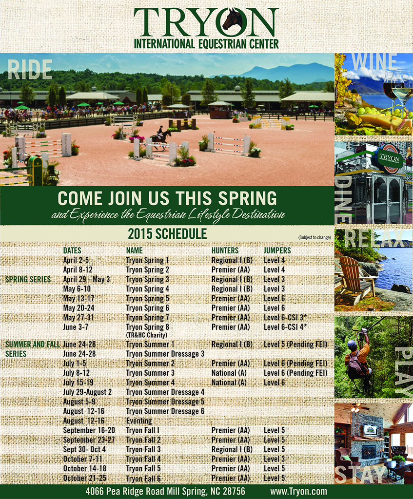 TRYON 2015 Schedule